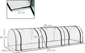 Estufa para Jardim Estufa Pequena para Cultivo de Plantas com 3 Janelas 350x100x80 cm Transparente e Verde