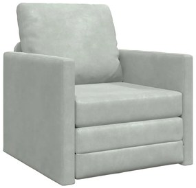 Sofá de Andar vidaXL Individual Conversível Veludo 74x77x81 cm Cinza C