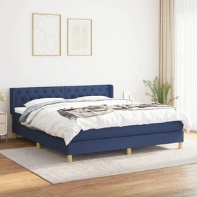 vidaXL Cama com molas/colchão 160x200 cm tecido azul