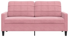 Sofá de 2 lugares veludo 140 cm rosa