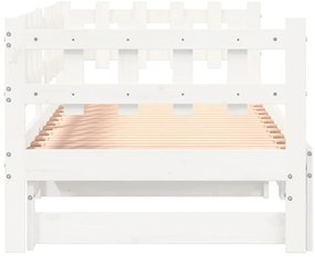 Estrutura sofá-cama de puxar 2x(90x190) cm pinho maciço branco