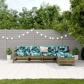 5 pcs conjunto lounge de jardim c/ almofadões pinho impregnado