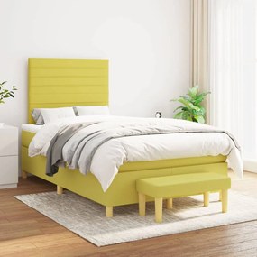 vidaXL Cama com molas/colchão 120x200 cm tecido verde-claro