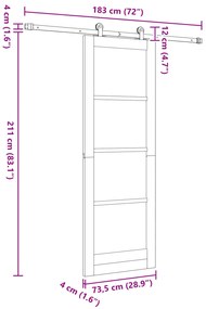 Porta deslizante vidaXL com kit de hardware Branca 73,5x211 cm Madeira