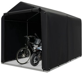 Cobertura exterior para bicicletas, ferramentas com porta de enrolar com fecho de correr 160 x 218 x 164 cm Cinzento