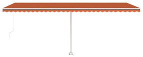 Toldo retrátil manual independente 600x300cm laranja e castanho