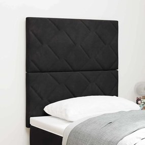 vidaXL Cabeceira em veludo preto com design de blocos de diamante, 80cm