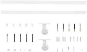 Kit de ferragens para porta deslizante 183 cm aço branco