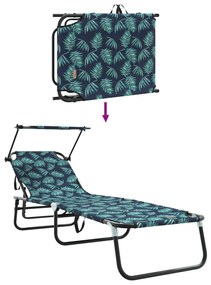 Espreguiçadeiras Dobráveis 2 pcs com Padrão de Folhas 600D Tecido Oxfo