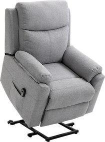 HOMCOM Poltrona Relax com Elevação, elétrica, função reclinável, controle remoto, molas ensacadas, até 120 kg, Cinza | Aosom Portugal