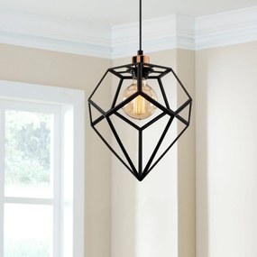 Candeeiro Chandelier Degirmen – Preto e Bronze – Diâmetro 30 cm, Altur