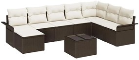 Conjunto de Sofá de Jardim vidaXL de 8 peças com Almofadas Rattan Poly