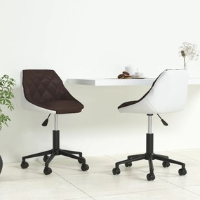 vidaXL Cadeiras de jantar giratórias 2 pcs couro art. castanho/branco