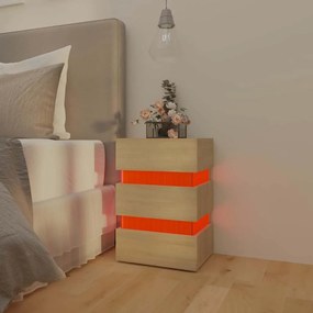 Mesa de cabeceira c/ LEDs derivados de madeira carvalho sonoma