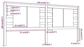 Cabeceira de cama 156x4x100 cm pinho maciço