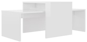 Conjunto de 2 Mesas de Centro Briseu - Branco Brilhante - Design Minim