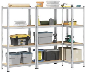 Prateleiras de armazenamento de 4 camadas 3 pcs aço prateado