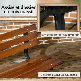 Banco de jardim para exterior com 2 lugares, em alumínio e ripas de madeira, 120 C x 57 L x 70 A cm preto, castanho