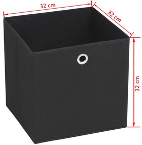 Caixas arrumação 10 pcs não-tecido (TNT) 32x32x32 cm preto