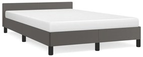 vidaXL Estrutura de cama sem colchão 120x190cm couro do falso cinzento