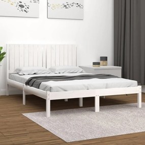 Cama sem colchão 160x200 cm madeira de pinho maciça branco
