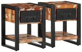 vidaXL Mesas de cabeceira 2 pcs madeira maciça áspera multicor manga