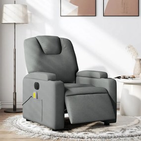 vidaXL Poltrona reclinável de massagens elétrica tecido cinza-escuro