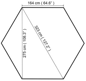 Tenda/gazebo de jardim hexagonal 323x265 cm bege