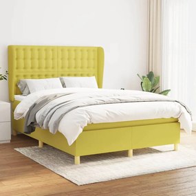 vidaXL Cama com molas/colchão 140x190 cm tecido verde
