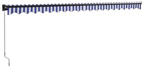 Toldo retrátil 5x3 m tecido e alumínio azul e branco