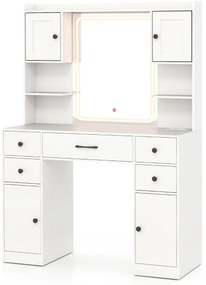Espelho de maquiagem com luzes 80x55cm com ampliação de 10x, controle por toque, modo de iluminação de 3 cores, branco
