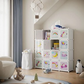 Estante infantil com 16 cubos com portas 123 x 31 x 123 cm Branca