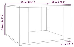 Mesa de cabeceira 57x55x36 cm derivados madeira cinzento sonoma