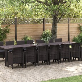 Conjunto de Jantar para o Jardim vidaXL 15 Peças com Almofadas Castanho Rattan de Polietileno