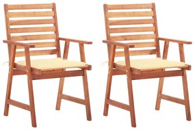 vidaXL Cadeiras de jantar p/ jardim 2 pcs c/ almofadões acácia maciça