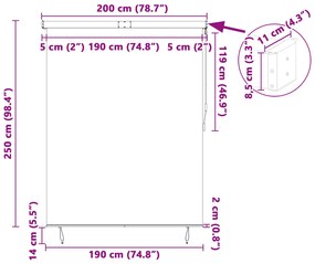 Cortina Rolô Exterior Riscas Manual Azul e branco 200 x 250 cm tecido
