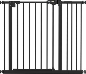 PawHut Barreira de Segurança de Cães para Escadas e Portas 74-94 cm com 1 Extensão Fechamento Automático e Sistema de Duplo Bloqueio Aço Preto | Aosom Portugal