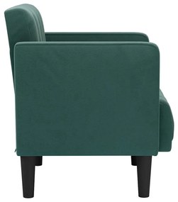 Poltrona com apoio de braços 53 cm veludo verde-escuro