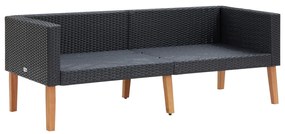 2 pcs conjunto lounge de jardim c/ almofadões vime PE preto