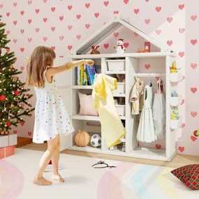 Guarda roupa para crianças, infantil 130 x 34 x 156 cm com caixa, prateleiras e cesto lateral Branco