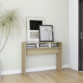vidaXL Mesa consola 105x30x80 cm contraplacado branco/carvalho sonoma
