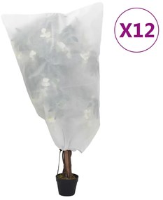 vidaXL Coberturas para plantas com cordão 12 pcs 70 g/m² 0,8x1 m