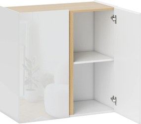 HOMCOM Aparador Alto Brilho 2 Portas com Fecho Suave e Prateleira Ajustável 80x40x80 cm Branco | Aosom Portugal