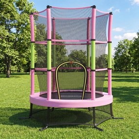 Trampolim infantil, trampolim de jardim de 174 cm com rede de segurança Rosa