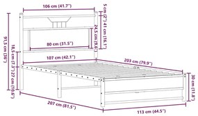 Estrutura de cama sem colchão 107x203 cm carvalho castanho