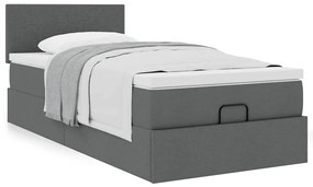 Estrutura cama otomana colchão 90x190 cm tecido cinzento escuro