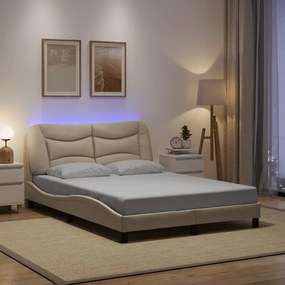 Estrutura de cama com LED sem colchão 140x200 cm tecido