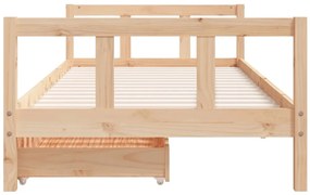 Estrutura de cama infantil c/ gavetas 90x200 cm pinho maciço