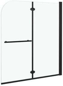 Divisória de chuveiro dobrável 2 painéis ESG 120x140 cm preto