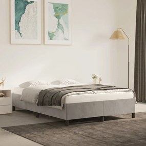 Estrutura de cama sem colchão 140x190 cm veludo cinzento-claro